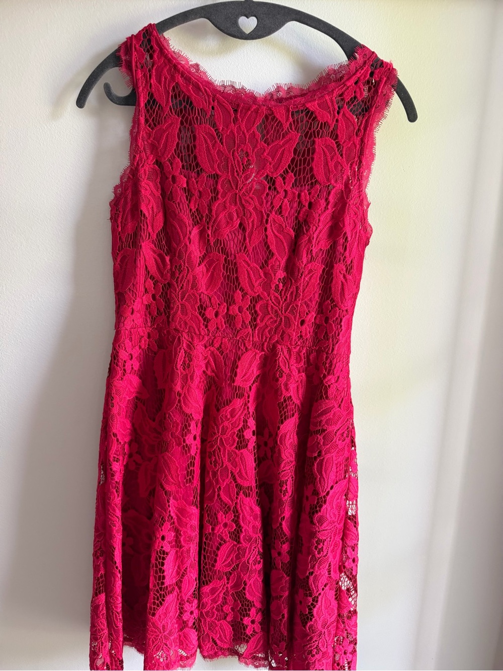 Adrianna Papell Fuchsia Lace Fit-and-Flare Dress